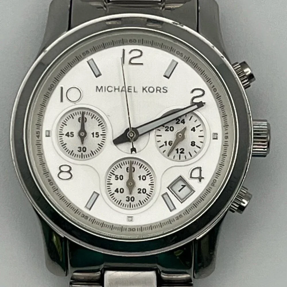 MICHAEL KORS Chronograph Silver MK5076 Ladies Watch Extra Links & Working